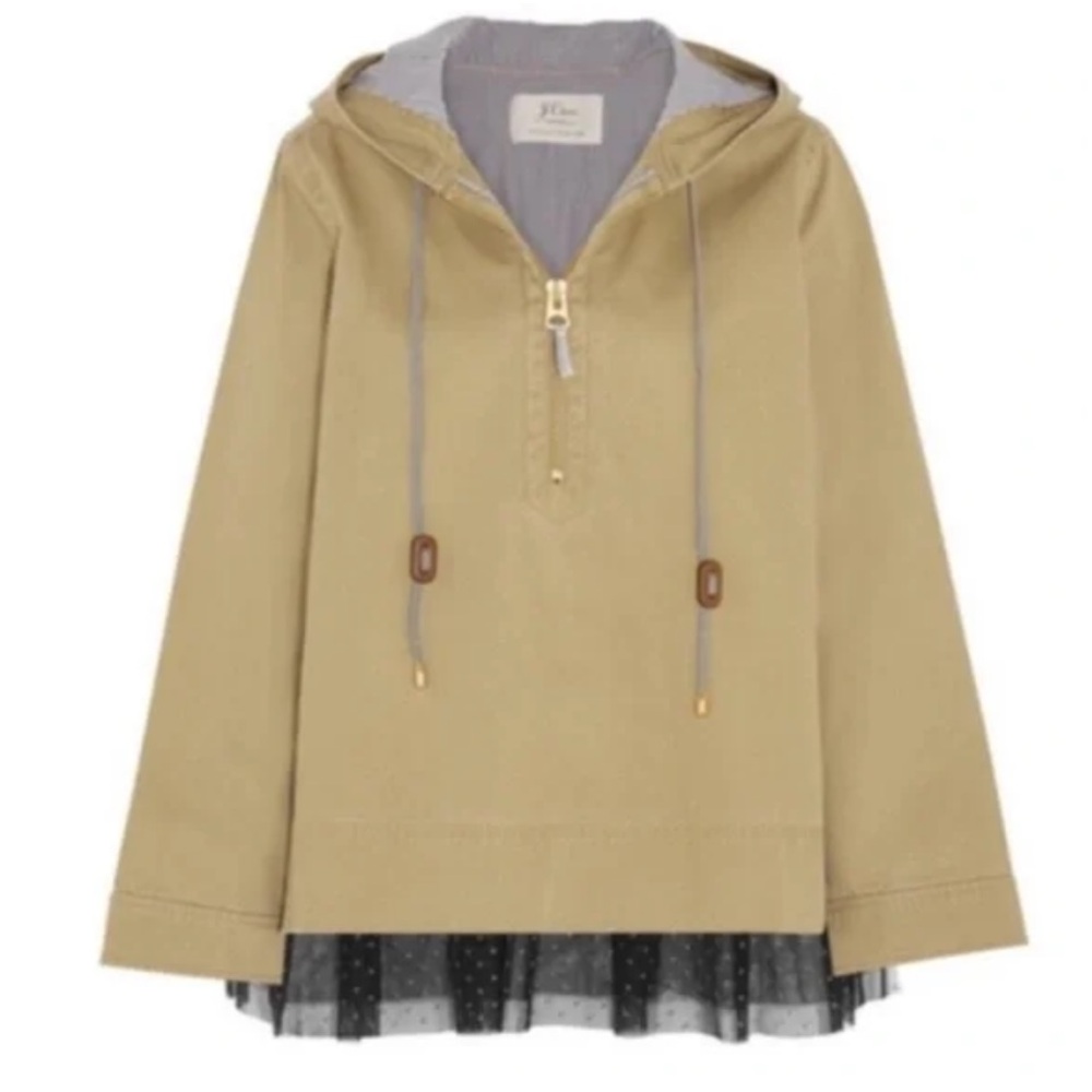 J. Crew x Net-a-Porter vintage twill anorak with tulle detail.